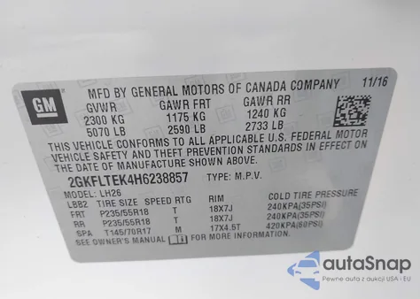 2017 GMC Terrain Sle-2 from USA, damaged, VIN 2GKFLTEK4H6238857
